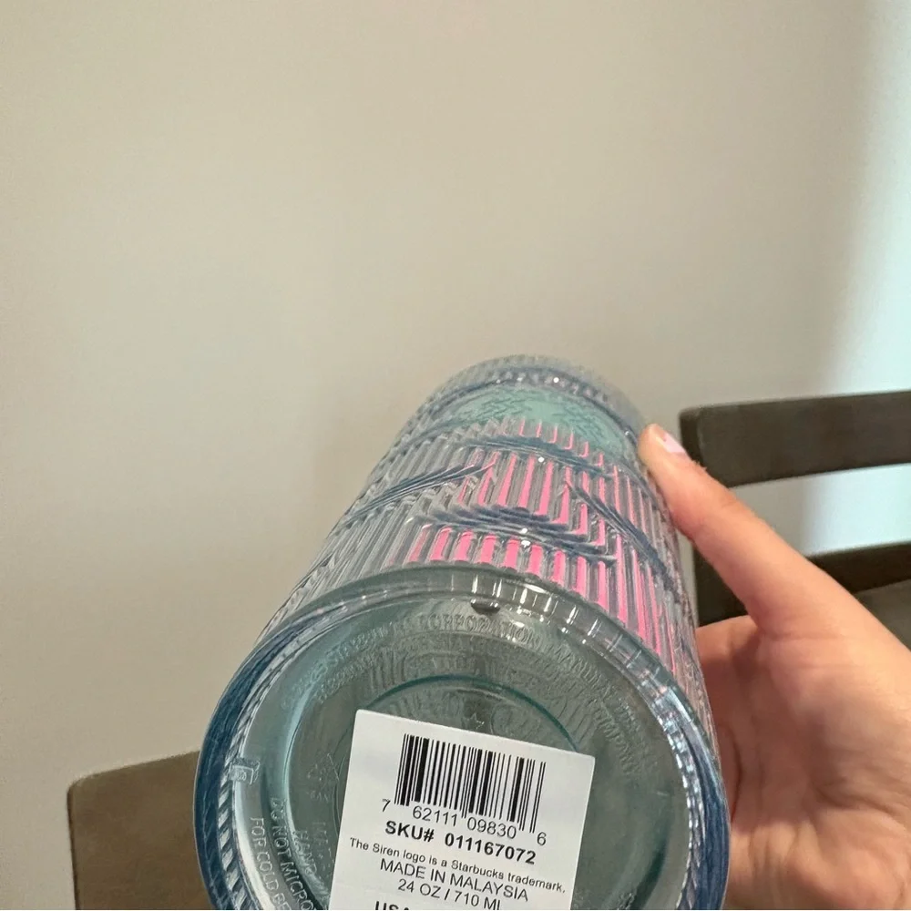 Starbucks 2025 Summer Beach Pool Floaty Straw Topper Pink‎ Blue 24 oz Cold Cup